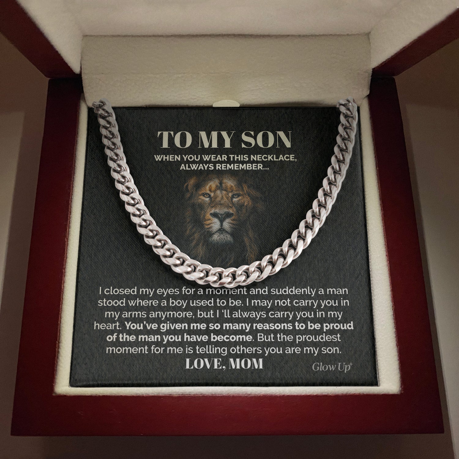 ShineOn Fulfillment Jewelry Stainless Steel / Luxury Box To my Son - I'm proud of you - 5mm Cuban link chain