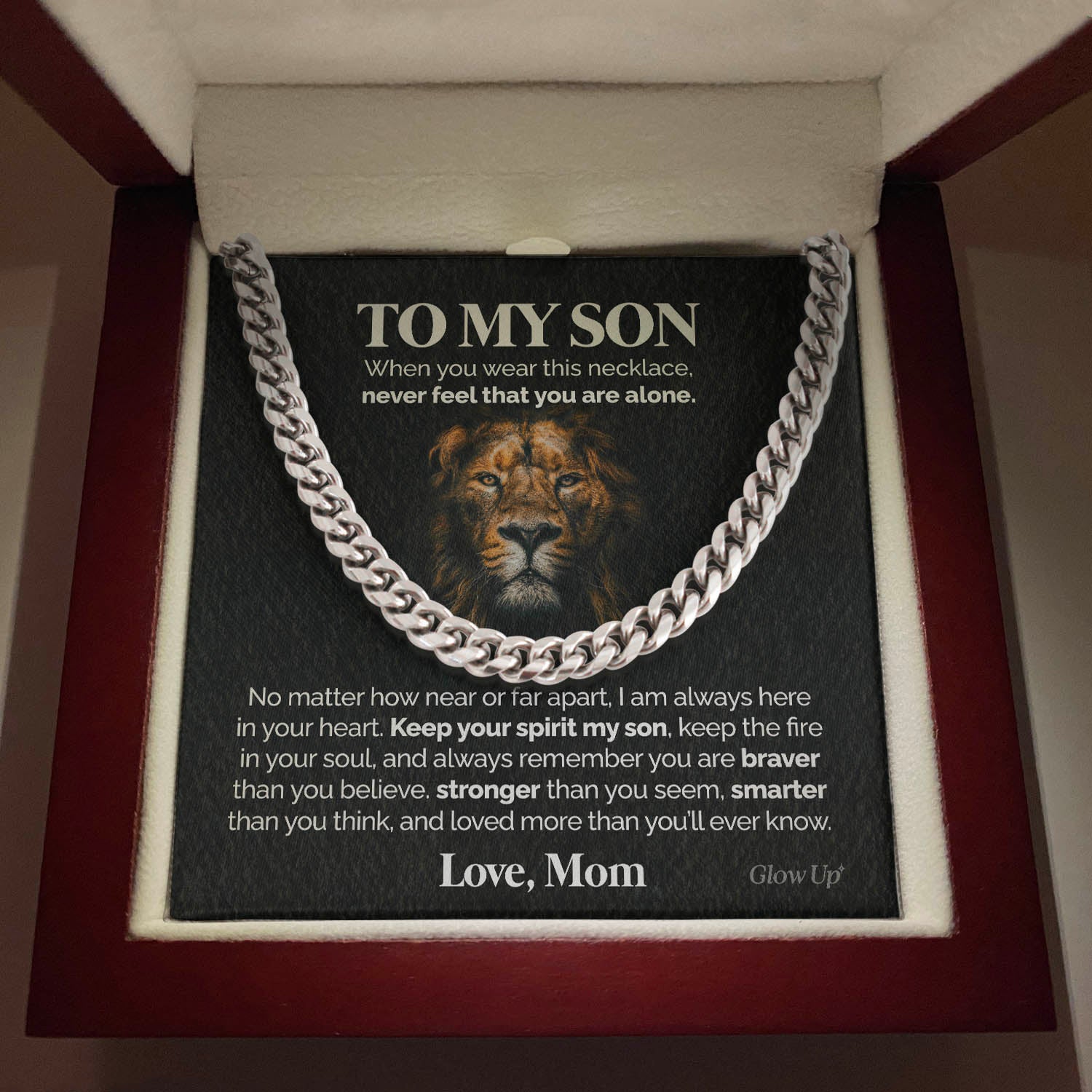 ShineOn Fulfillment Jewelry Stainless Steel / Luxury Box To my Son - Keep your spirit my son - Cuban Link Chain