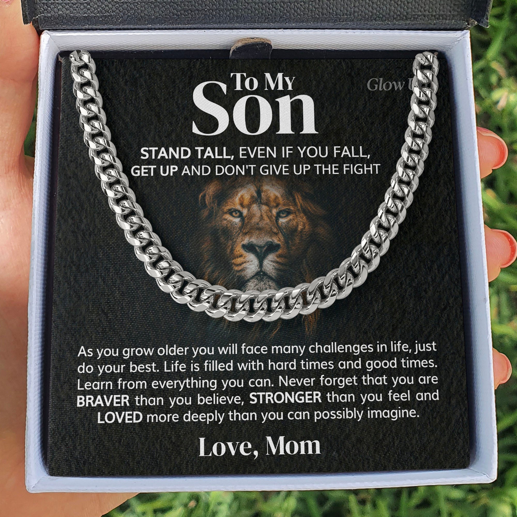 ShineOn Fulfillment Jewelry Stainless Steel / Standard Box To my Son - Don't give up the fight - Cuban Link Chain