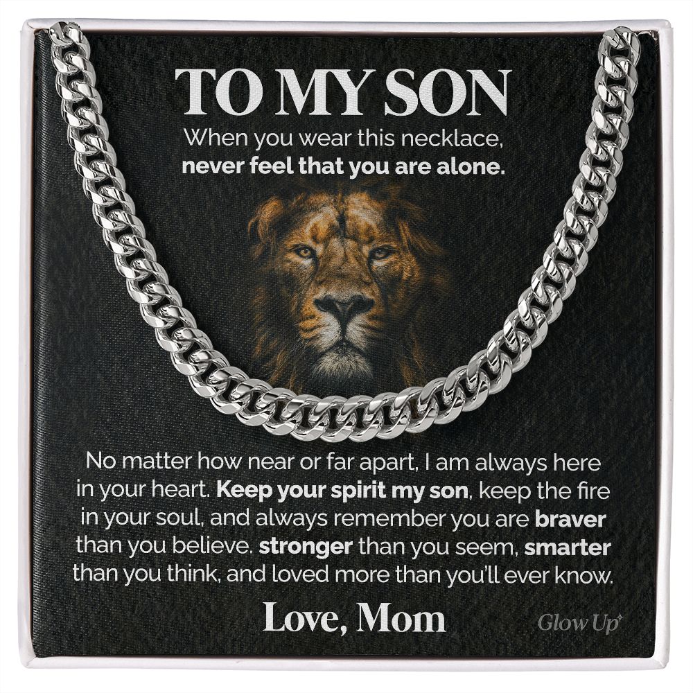 ShineOn Fulfillment Jewelry Stainless Steel / Standard Box To my Son - Keep your spirit my son - Cuban Link Chain
