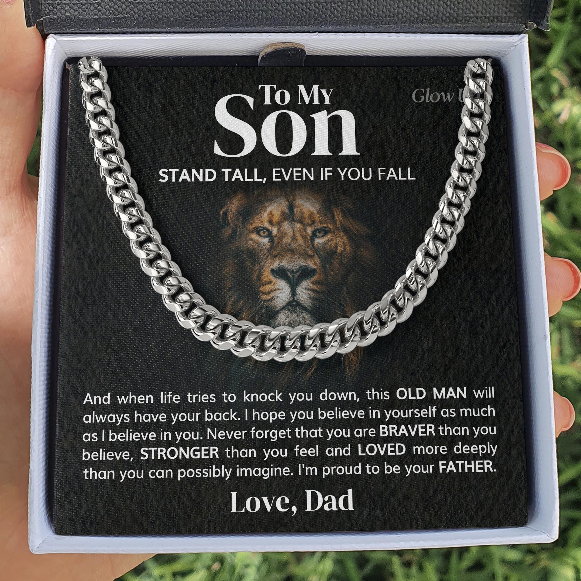 ShineOn Fulfillment Jewelry Stainless Steel / Standard Box To my Son - Proud to be your father - Cuban Link Chain