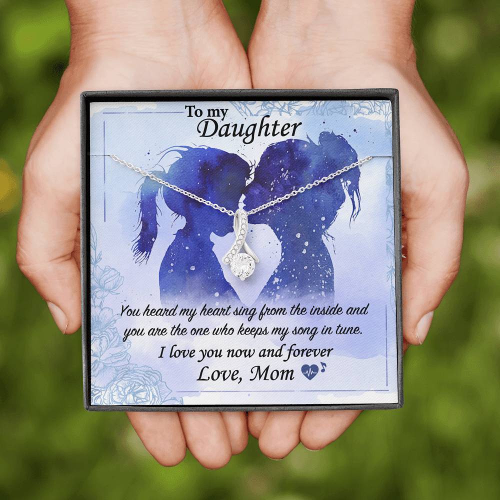 ShineOn Fulfillment Jewelry Standard Box Mom to Daughter - Ribbon Necklace -You Keep My Song In Tune