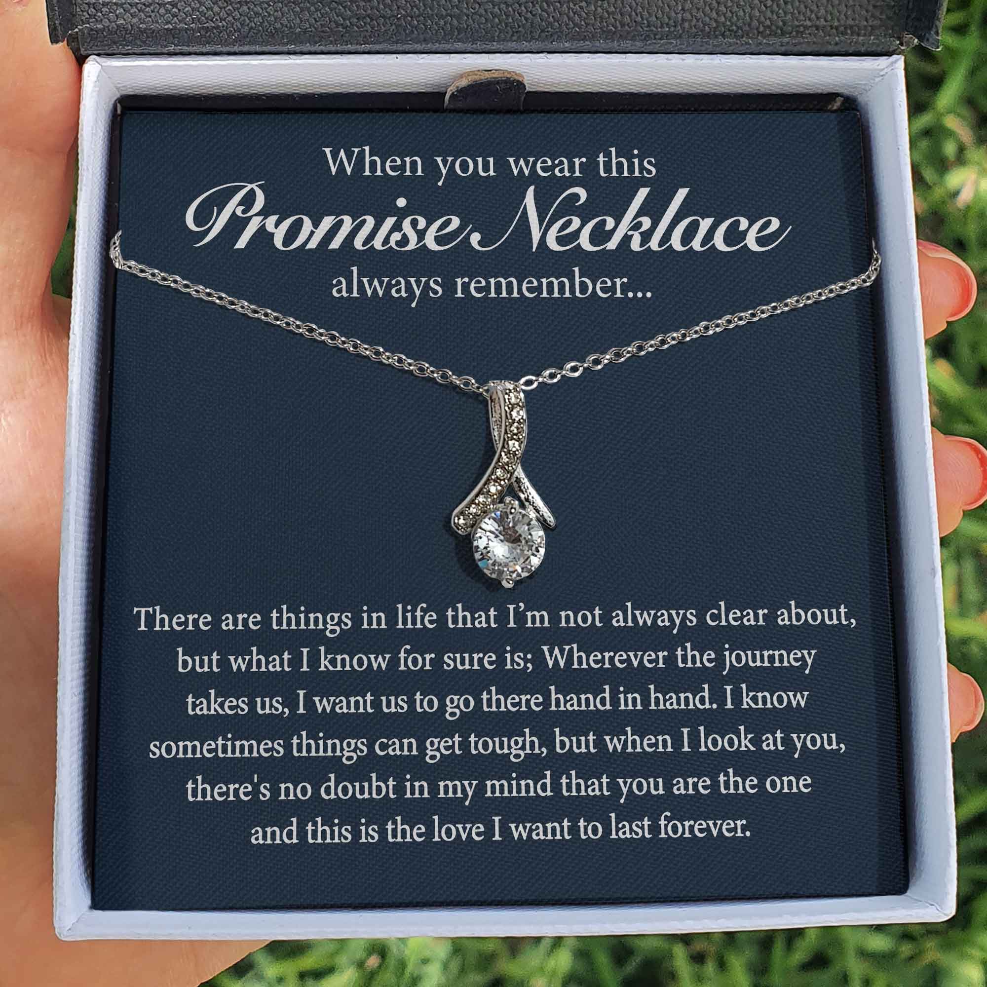 ShineOn Fulfillment Jewelry Standard Box Promise Necklace - When You Wear This Always Remember - Ribbon Necklace