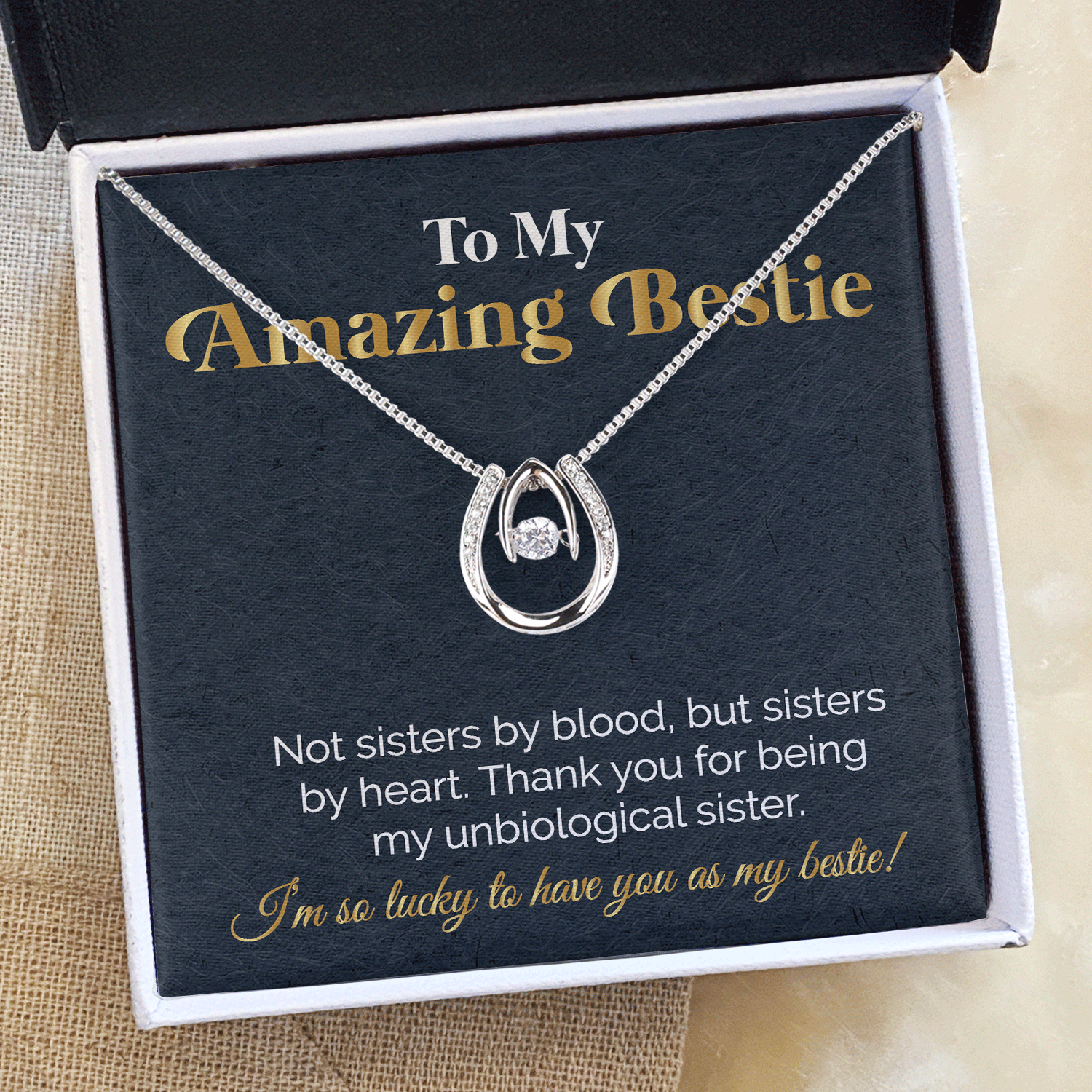 ShineOn Fulfillment Jewelry Standard Box To My Amazing Bestie - I'm So Lucky To Have You As My Bestie - Lucky In Love Necklace