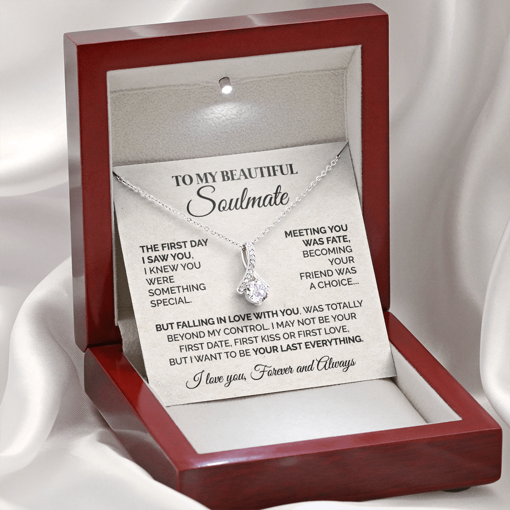ShineOn Fulfillment Jewelry Standard Box To My Beautiful Soulmate - The First Day I Saw You - Ribbon Necklace