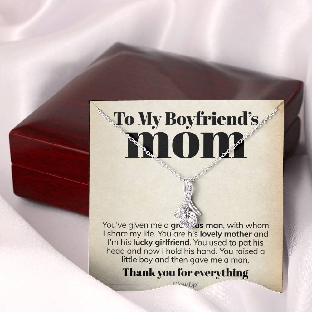 ShineOn Fulfillment Jewelry Standard Box To My Boyfriend's Mom - Thank You For Everything - Ribbon Necklace