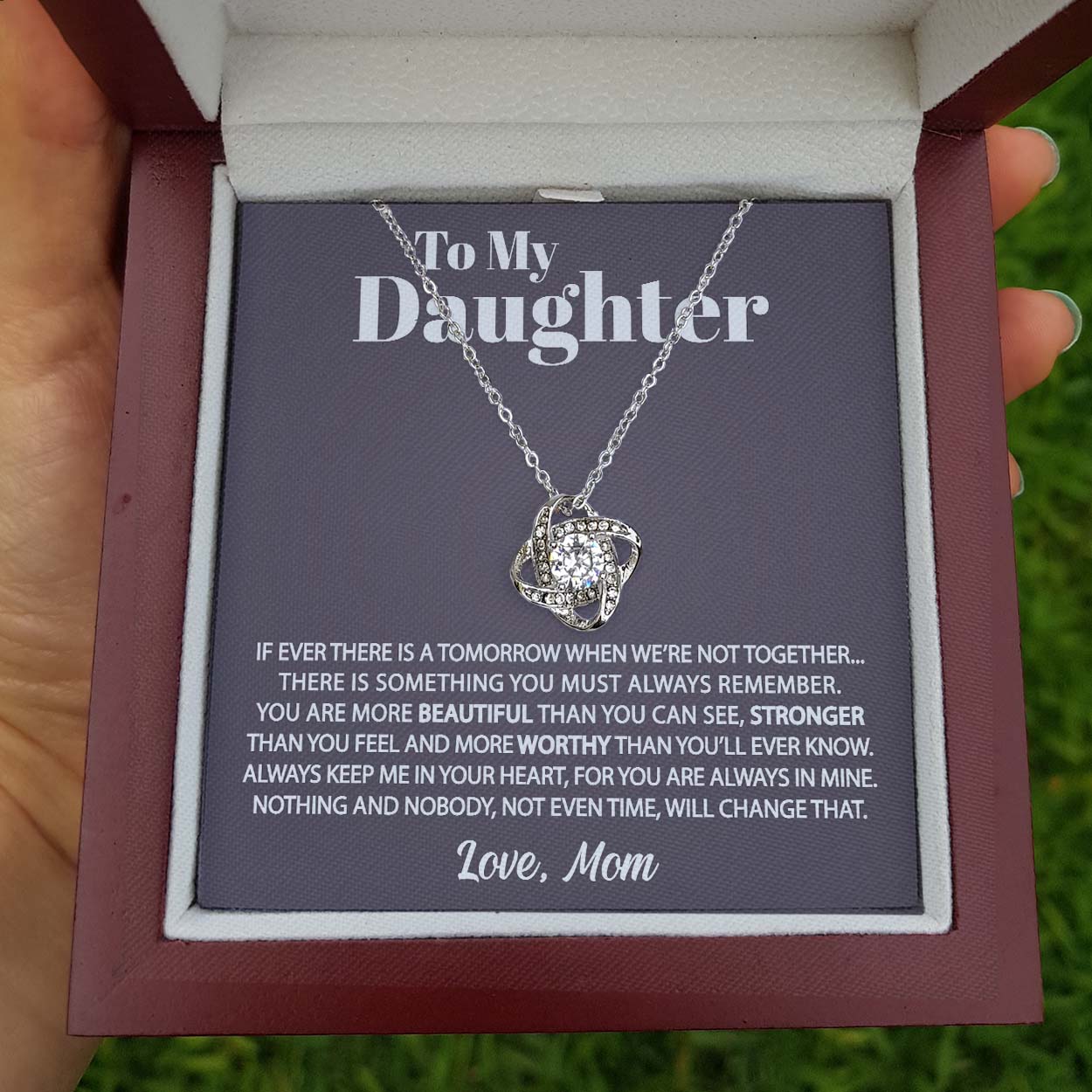 ShineOn Fulfillment Jewelry Standard Box To my Daughter - If Ever There Is a Tomorrow - Love Knot Necklace