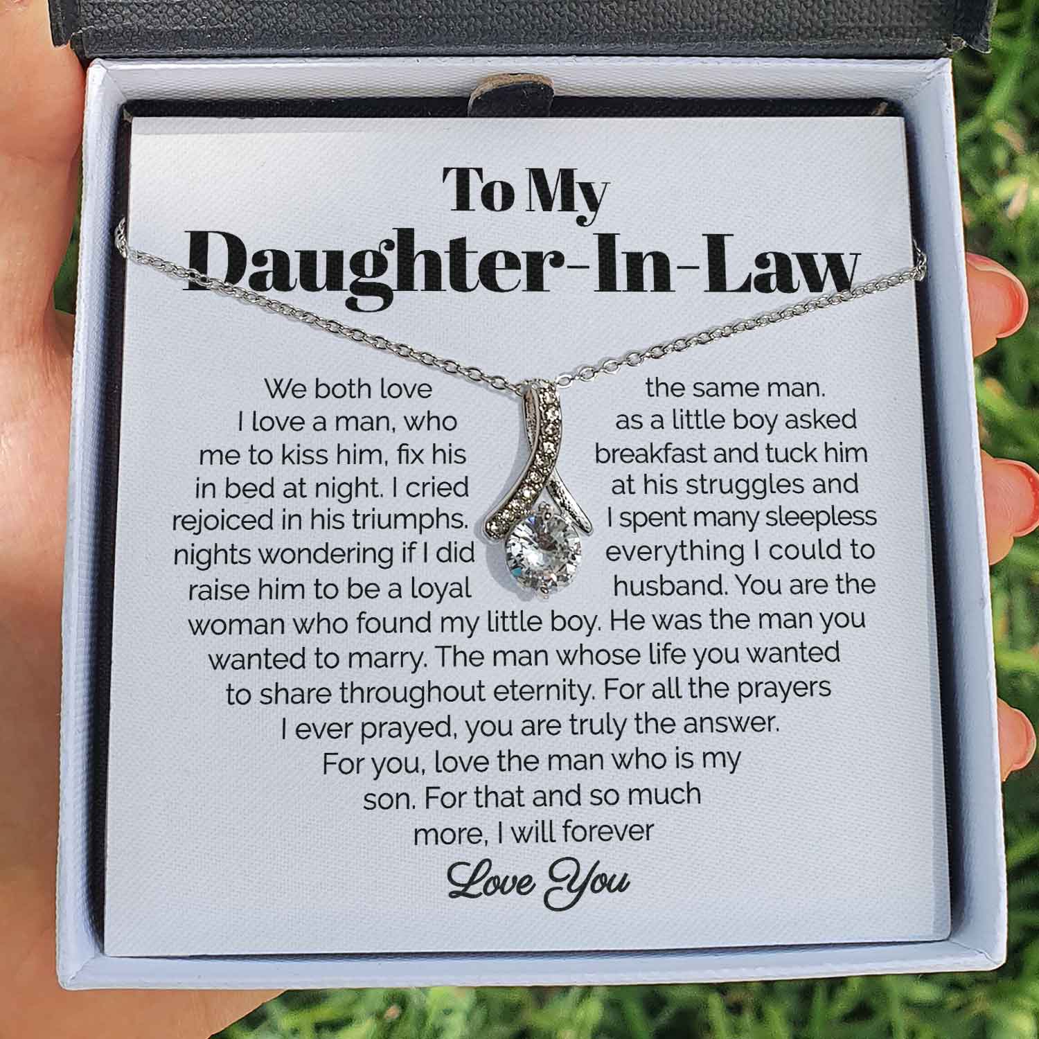 ShineOn Fulfillment Jewelry Standard Box To My Daughter-In-Law- I Will Forever Love You - Ribbon Necklace