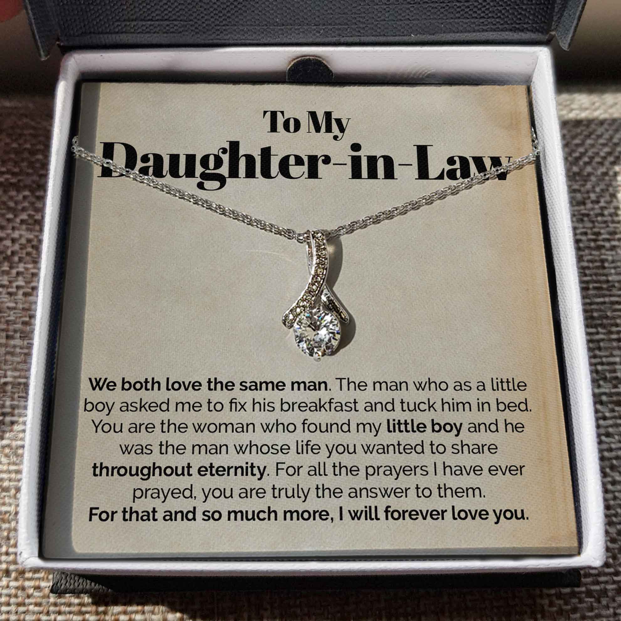 ShineOn Fulfillment Jewelry Standard Box To My Daughter-In-Law - I Will Forever Love You -  Ribbon Necklace