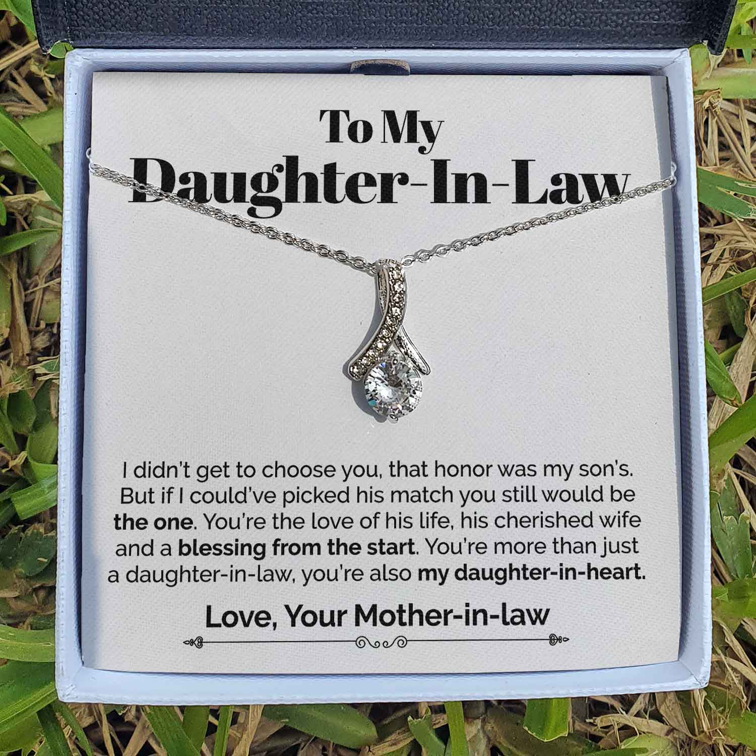 ShineOn Fulfillment Jewelry Standard Box To My Daughter-in-law - My Daughter-In-Heart  - Ribbon Necklace