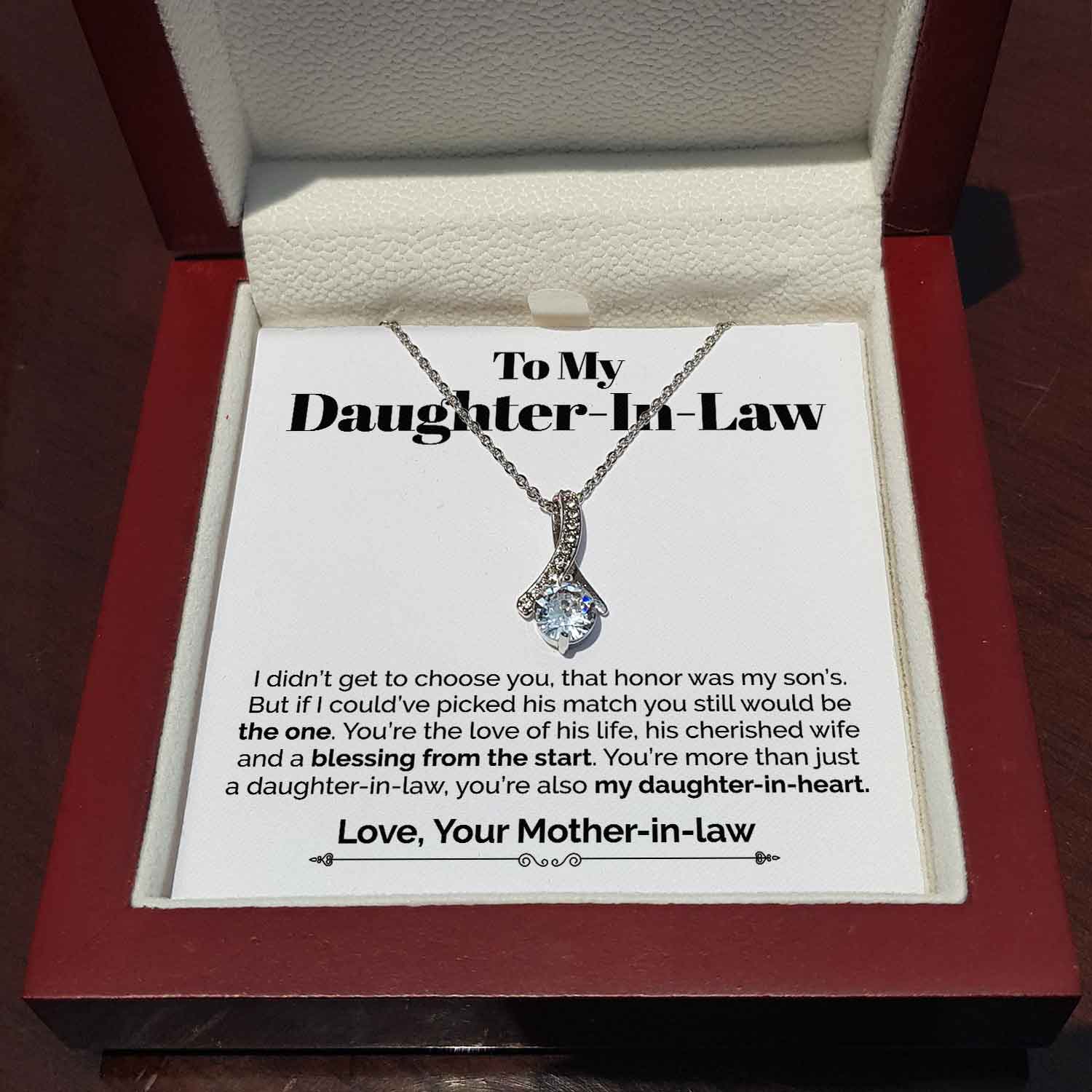 ShineOn Fulfillment Jewelry Standard Box To My Daughter-in-law - My Daughter-In-Heart  - Ribbon Necklace