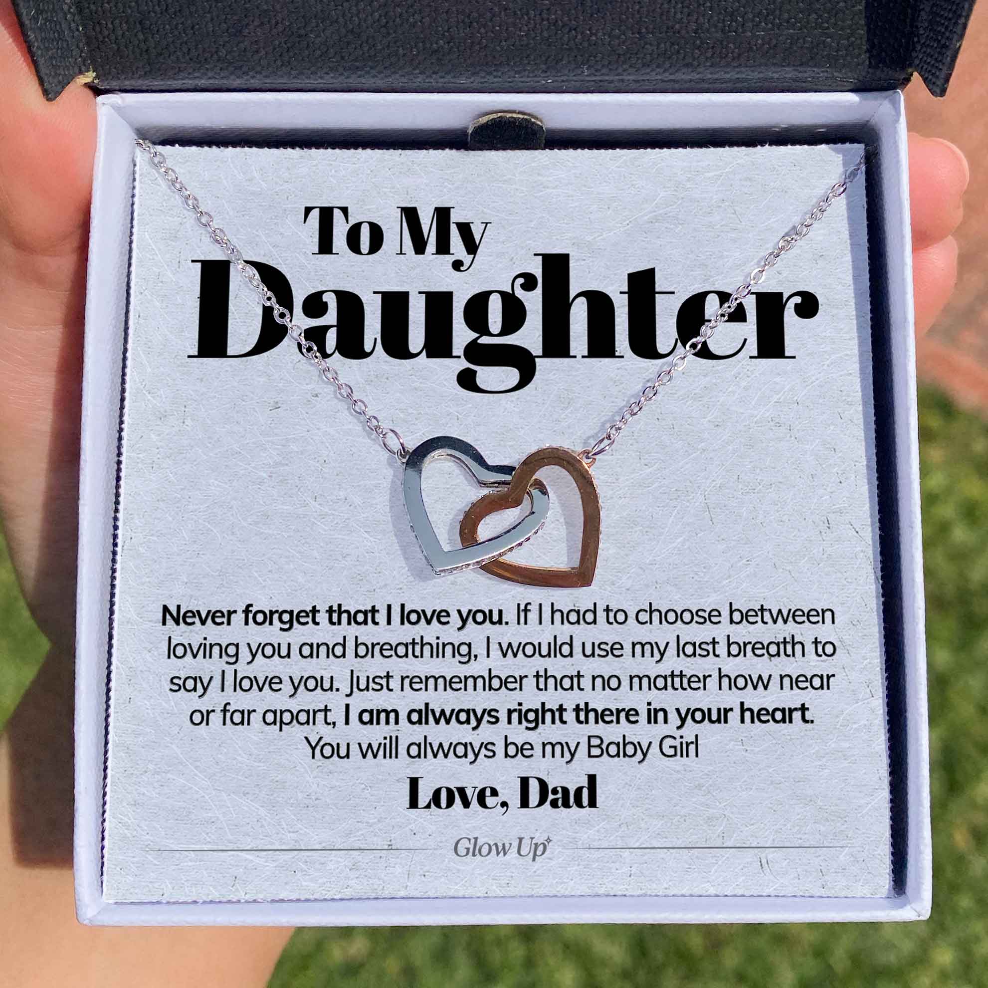 ShineOn Fulfillment Jewelry Standard Box To My Daughter - Never Forget That I Love You - Interlocking Hearts Necklace