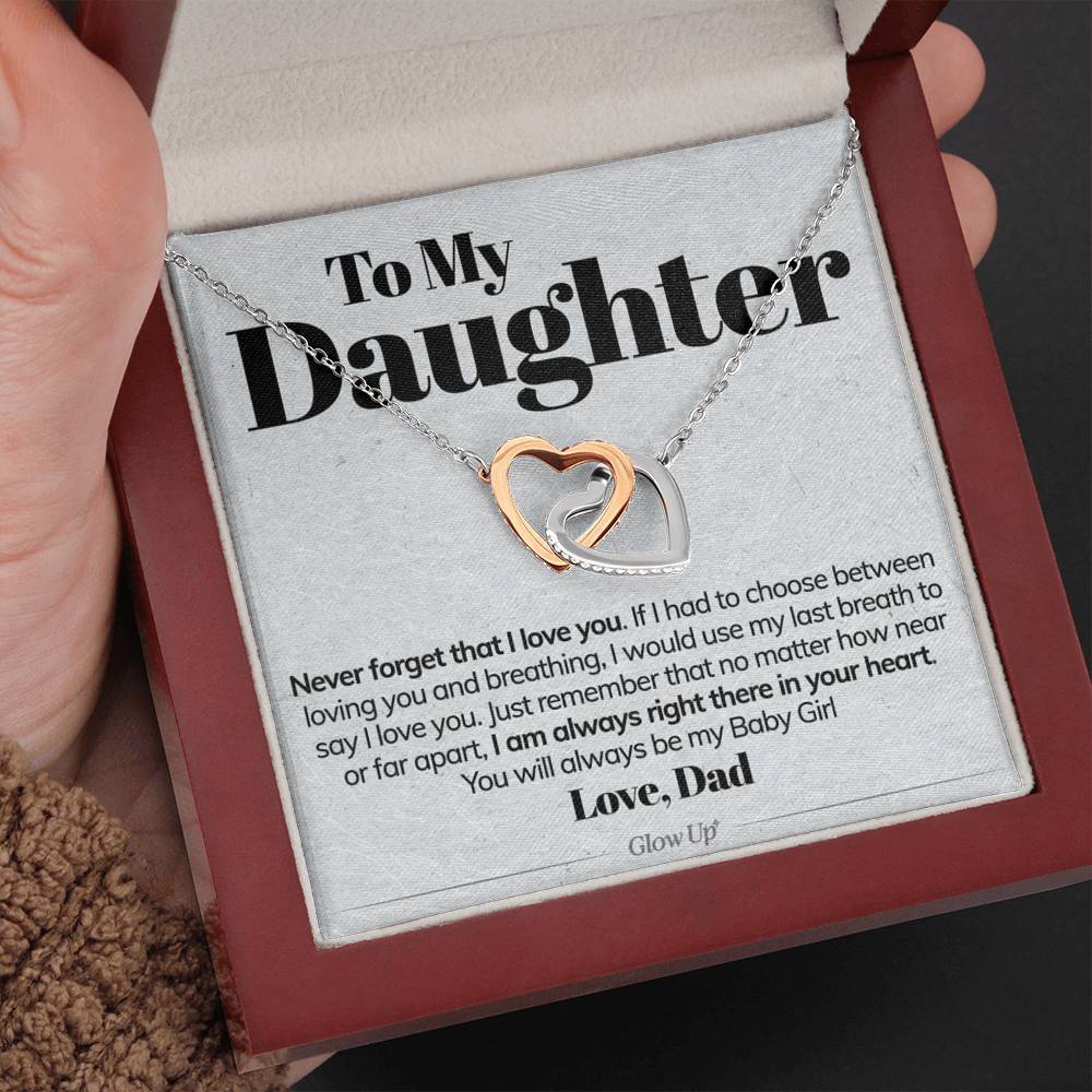 ShineOn Fulfillment Jewelry Standard Box To My Daughter - Never Forget That I Love You - Interlocking Hearts Necklace