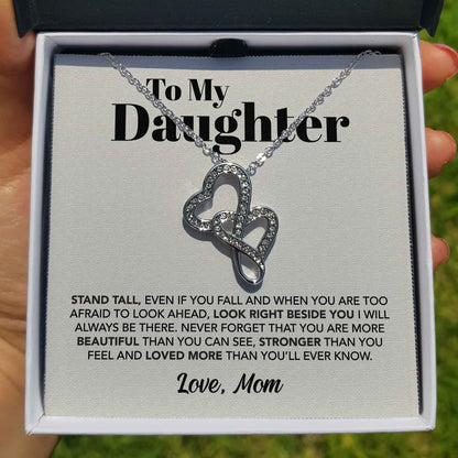 ShineOn Fulfillment Jewelry Standard Box To My Daughter - Stand Tall - Double Hearts Necklace
