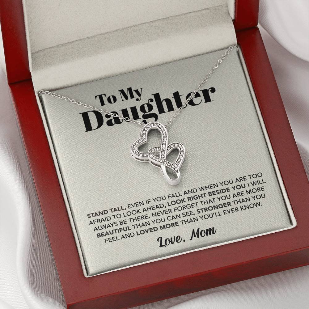 ShineOn Fulfillment Jewelry Standard Box To My Daughter - Stand Tall - Double Hearts Necklace