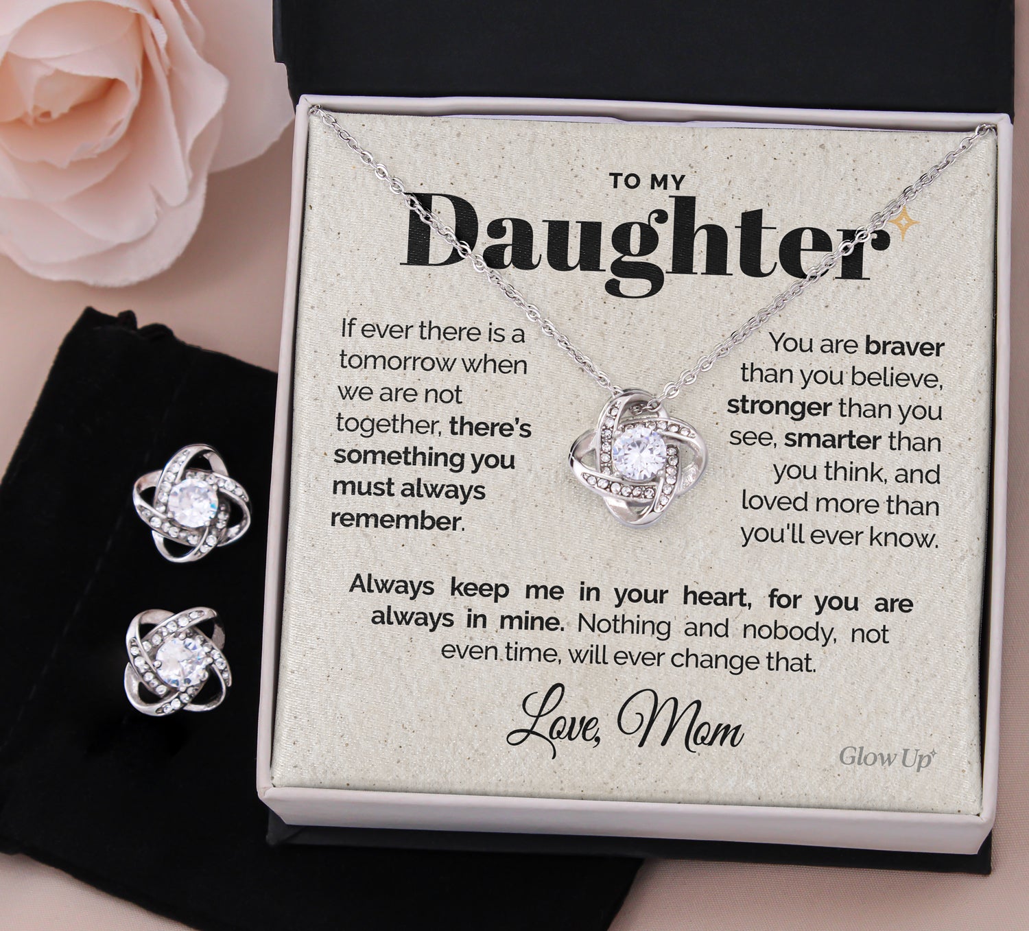 ShineOn Fulfillment Jewelry Standard Box To my Daughter - You're in my heart - Love knot Necklace Set