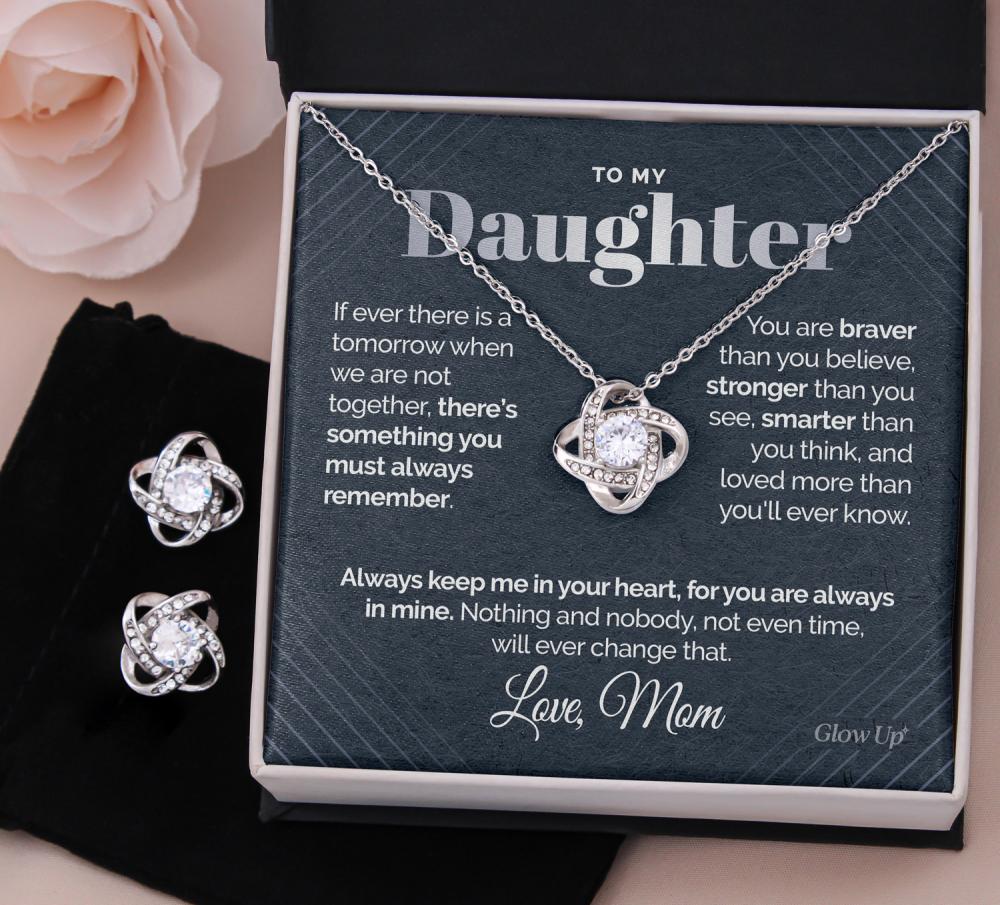ShineOn Fulfillment Jewelry Standard Box To my Daughter - You're in my heart - Love Knot Set