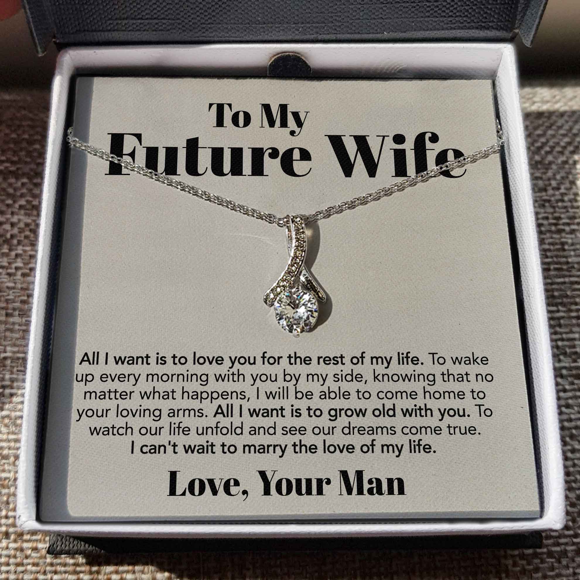 ShineOn Fulfillment Jewelry Standard Box To My Future Wife - For The Rest Of My Life - Ribbon Necklace