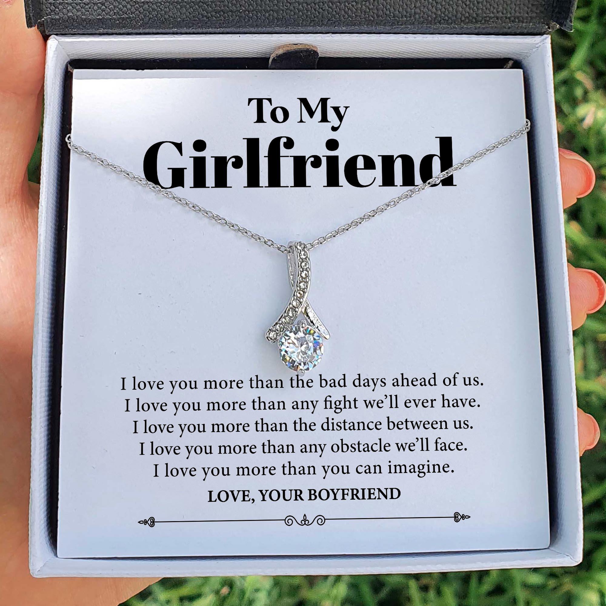 ShineOn Fulfillment Jewelry Standard Box To my Girlfriend - I Love You More - Necklace