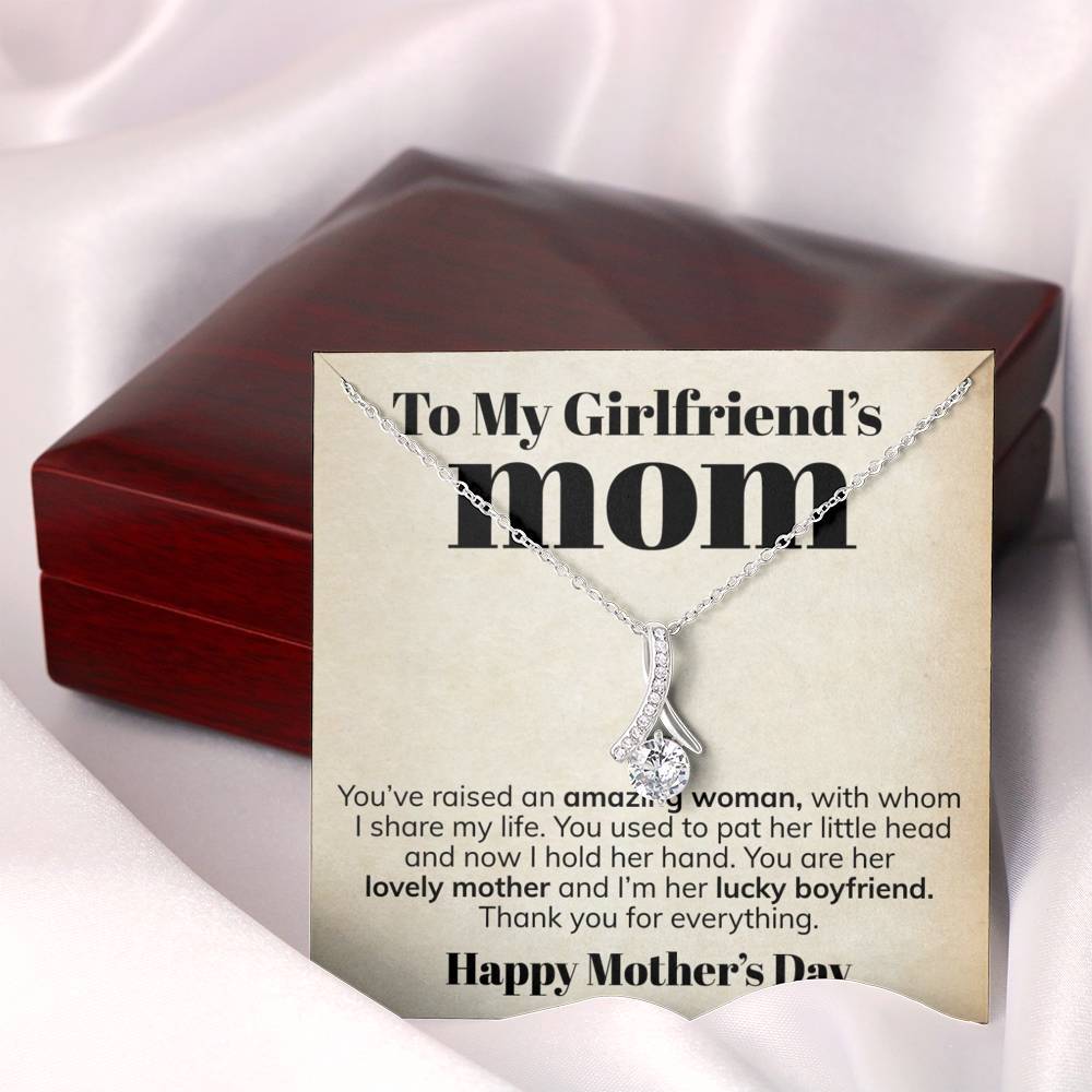 ShineOn Fulfillment Jewelry Standard Box To My Girlfriend's Mom - Thank You - Ribbon Necklace
