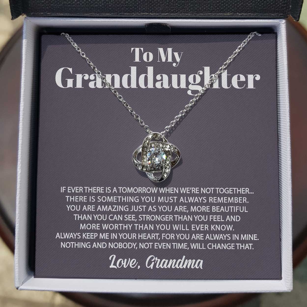 ShineOn Fulfillment Jewelry Standard Box To My Granddaughter - Always Remember - Love Knot Necklace