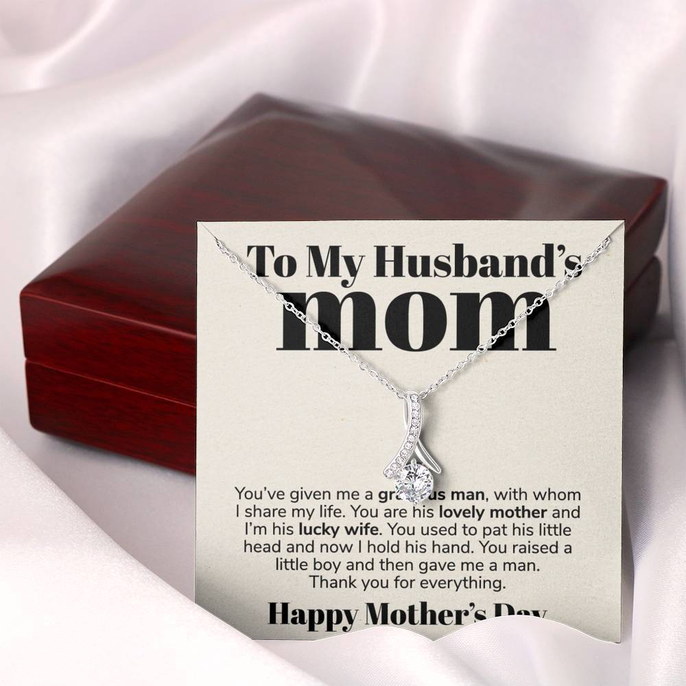 ShineOn Fulfillment Jewelry Standard Box To My Husband's Mom - Thank You For Everything - Ribbon Necklace