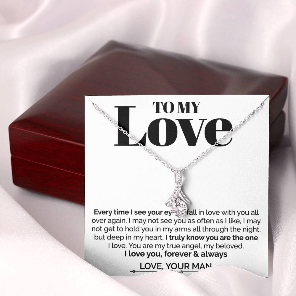 ShineOn Fulfillment Jewelry Standard Box To My Love - Every Time I See Your Eyes - Ribbon Necklace