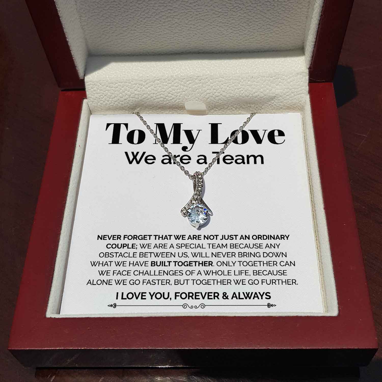 ShineOn Fulfillment Jewelry Standard Box To My Love - We Are A Team - Ribbon Necklace
