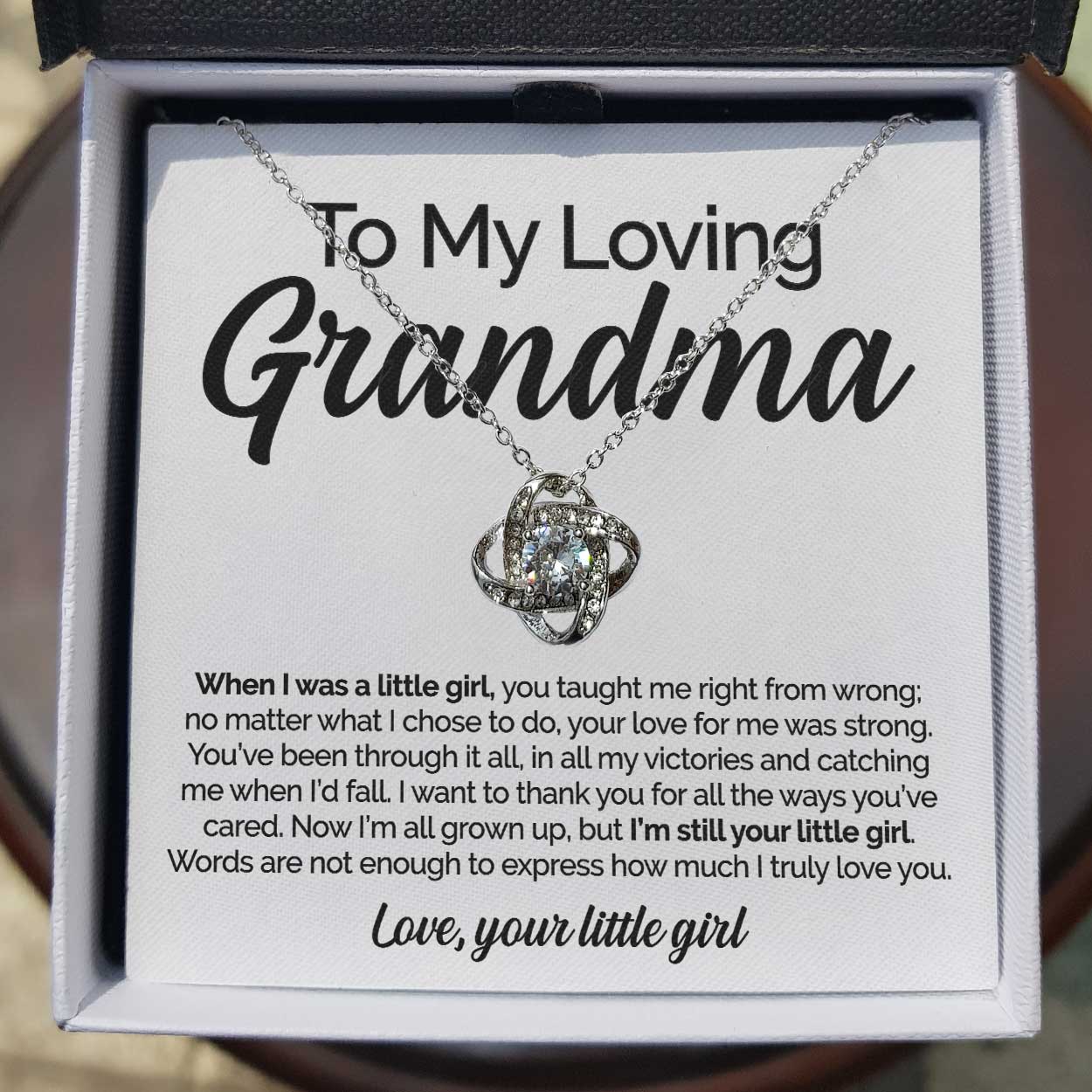 ShineOn Fulfillment Jewelry Standard Box To My Loving Grandma - When I Was A Little Girl - Love Knot Necklace