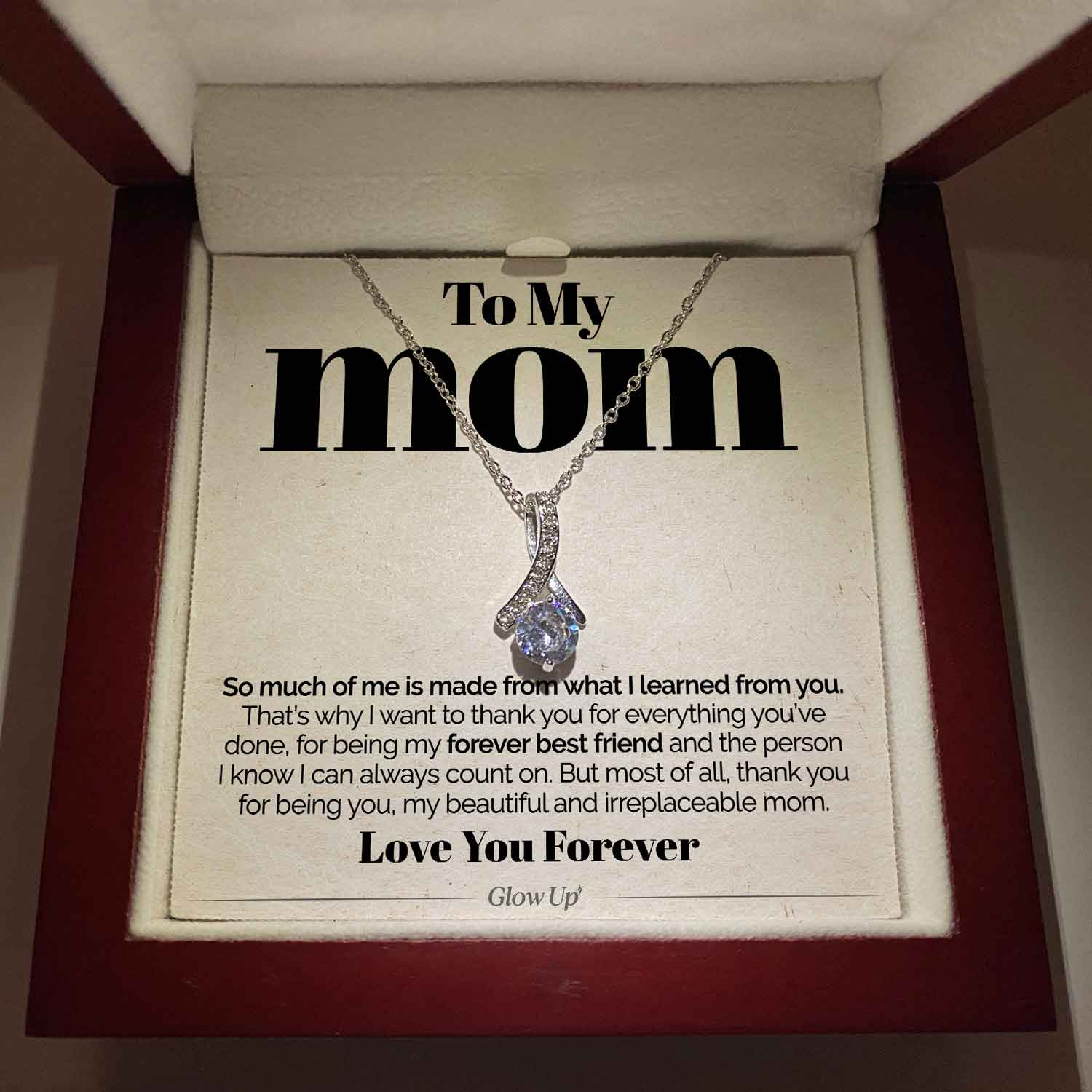 ShineOn Fulfillment Jewelry Standard Box To My Mom - Forever Best Friend - Ribbon Necklace