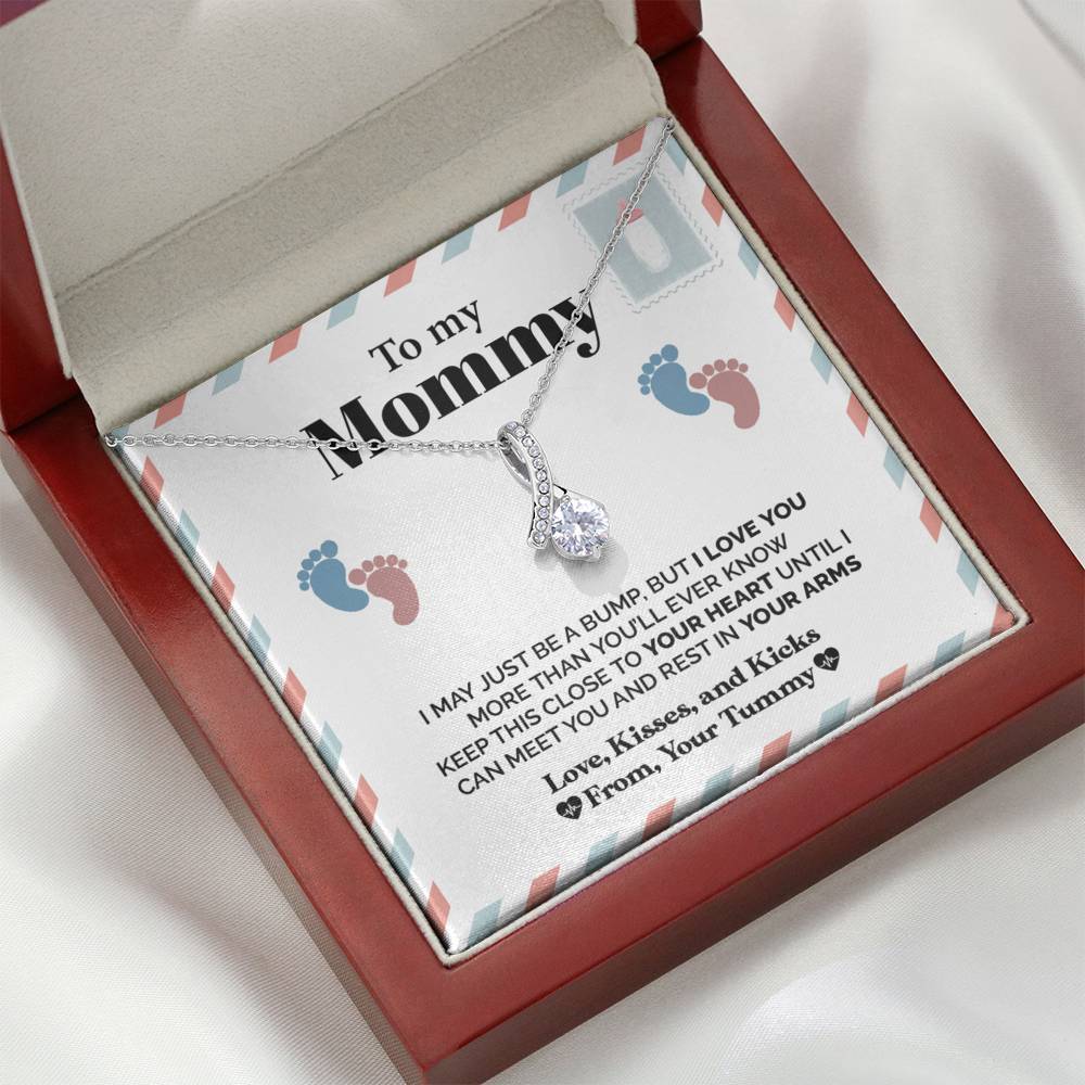 ShineOn Fulfillment Jewelry Standard Box To My Mommy - Ribbon Necklace - Love, Kisses, and Kicks