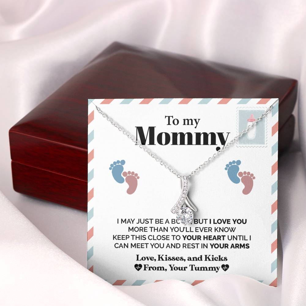 ShineOn Fulfillment Jewelry Standard Box To My Mommy - Ribbon Necklace - Love, Kisses, and Kicks