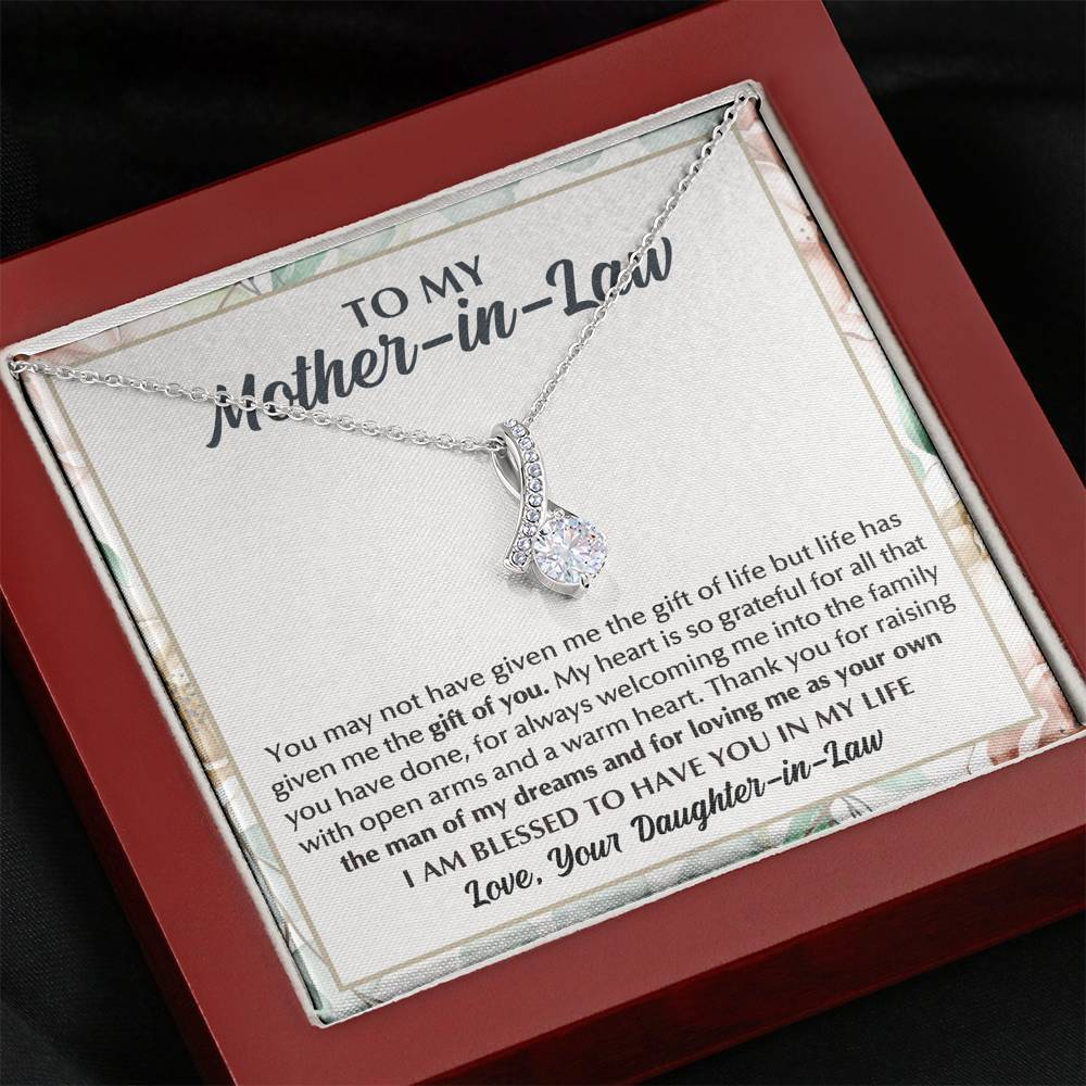 ShineOn Fulfillment Jewelry Standard Box To my Mother-in-Law - Man of My Dreams - Ribbon Necklace