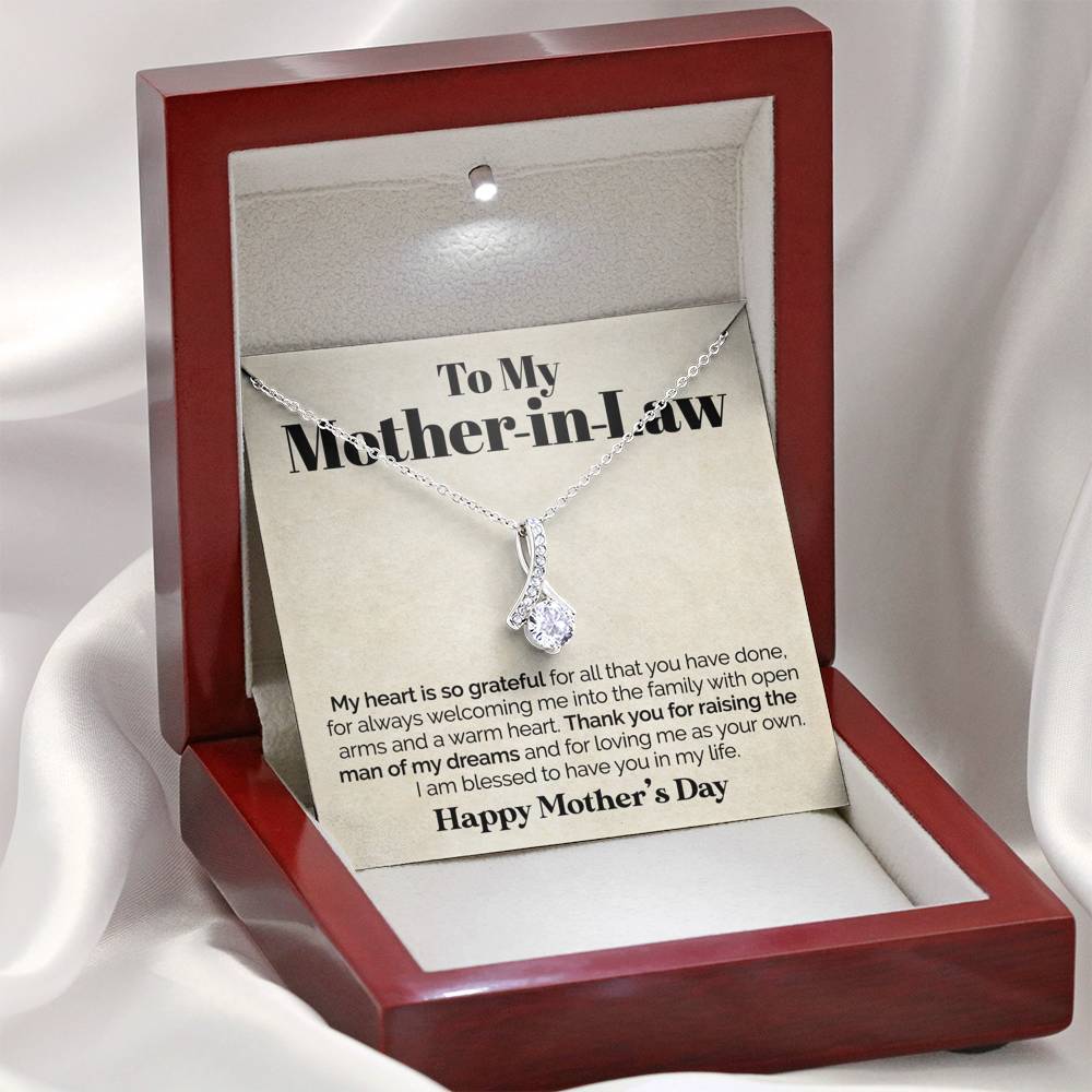 ShineOn Fulfillment Jewelry Standard Box To My Mother-in-law - My Heart Is So Grateful - Ribbon Necklace