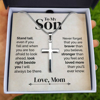 ShineOn Fulfillment Jewelry Standard Box To My Son - Stand Tall - Cross Necklace