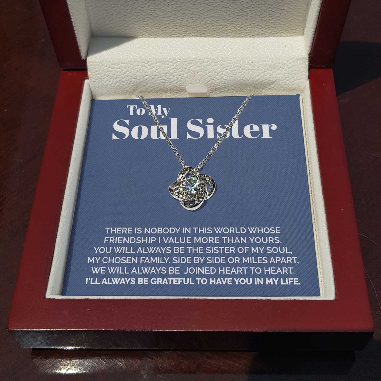 ShineOn Fulfillment Jewelry Standard Box To My Soul Sister - You Will Always Be The Sister of My Soul - Love Knot Necklace