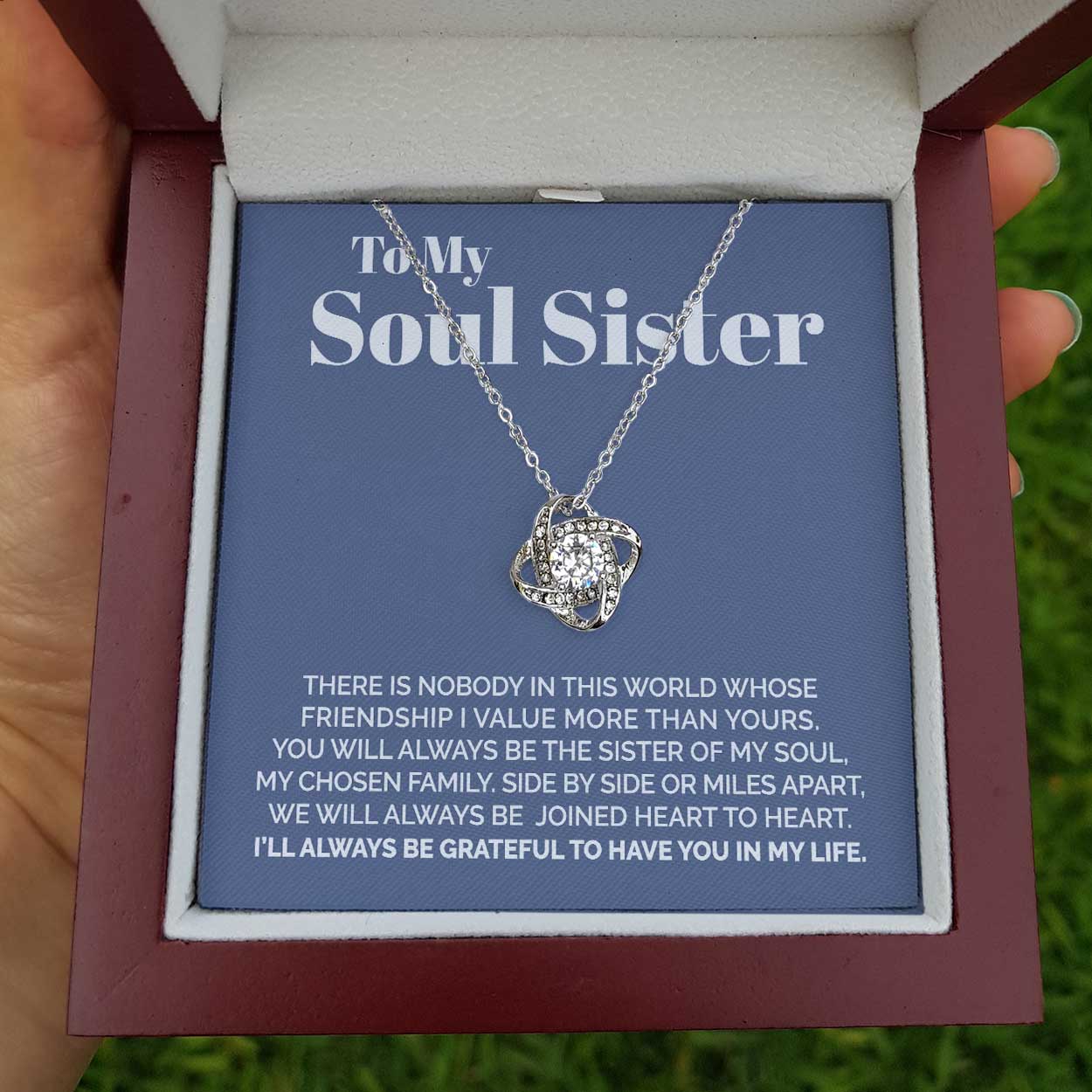 ShineOn Fulfillment Jewelry Standard Box To My Soul Sister - You Will Always Be The Sister of My Soul - Love Knot Necklace