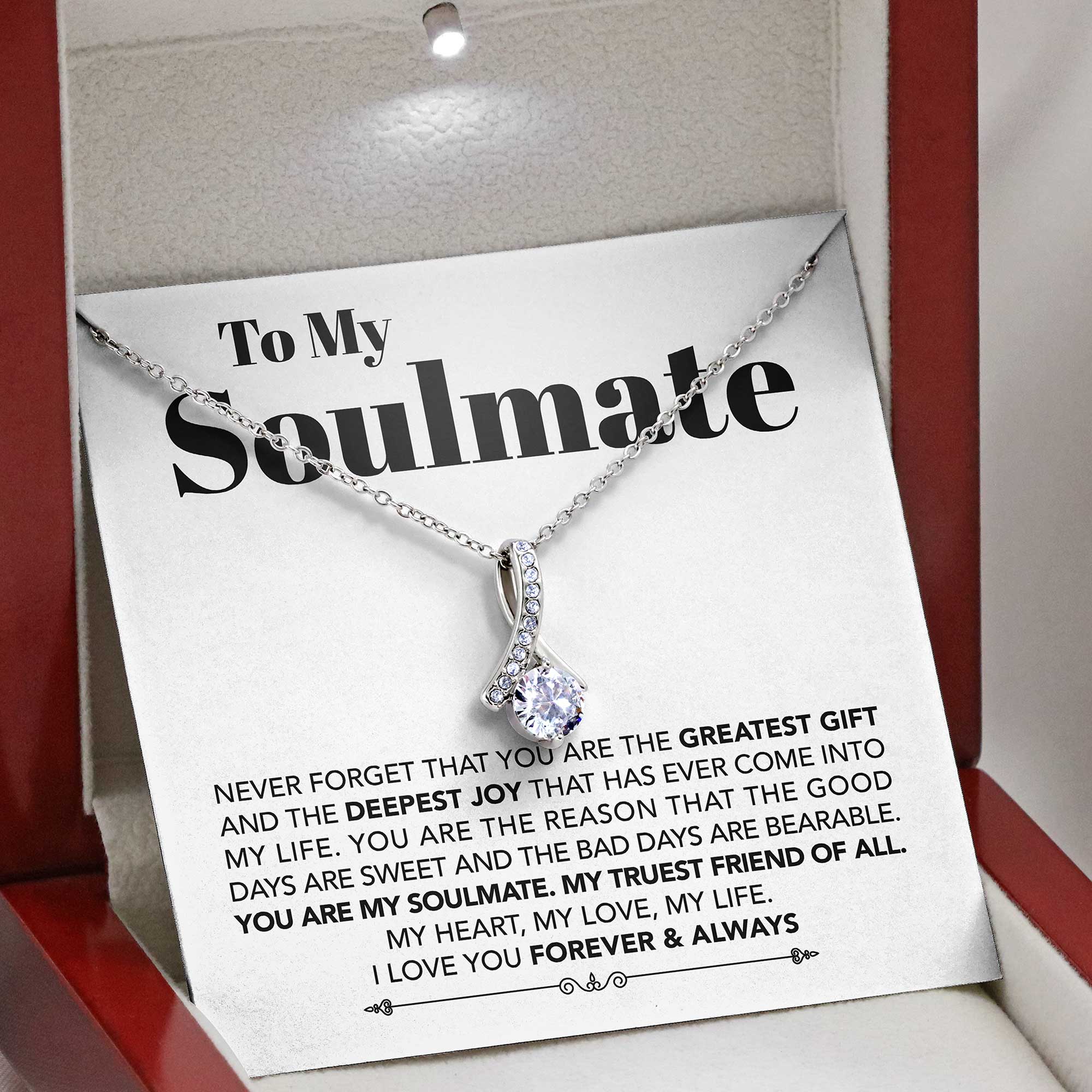 ShineOn Fulfillment Jewelry Standard Box To My Soulmate - My Heart, My Love, My Life - Necklace