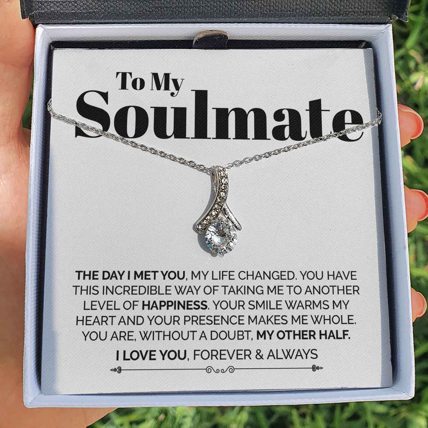 ShineOn Fulfillment Jewelry Standard Box To My Soulmate - The Day I Met You - Ribbon Necklace