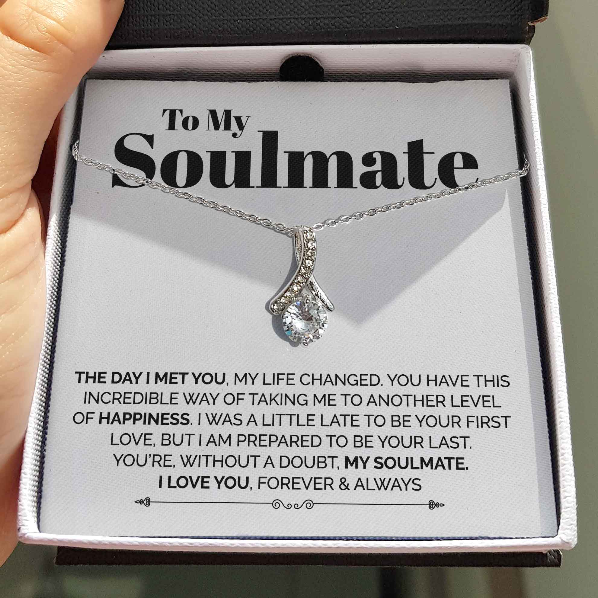 ShineOn Fulfillment Jewelry Standard Box To My Soulmate - The Day I Met You- Ribbon Necklace