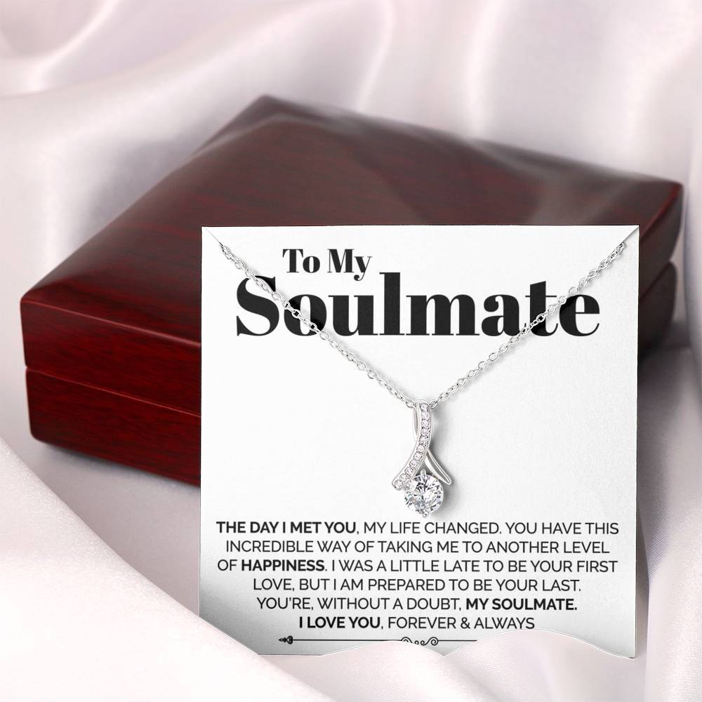 ShineOn Fulfillment Jewelry Standard Box To My Soulmate - The Day I Met You- Ribbon Necklace