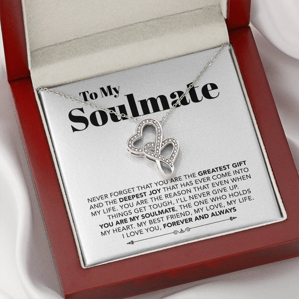 ShineOn Fulfillment Jewelry Standard Box To My Soulmate - The One Who Holds My Heart - Double Hearts Necklace