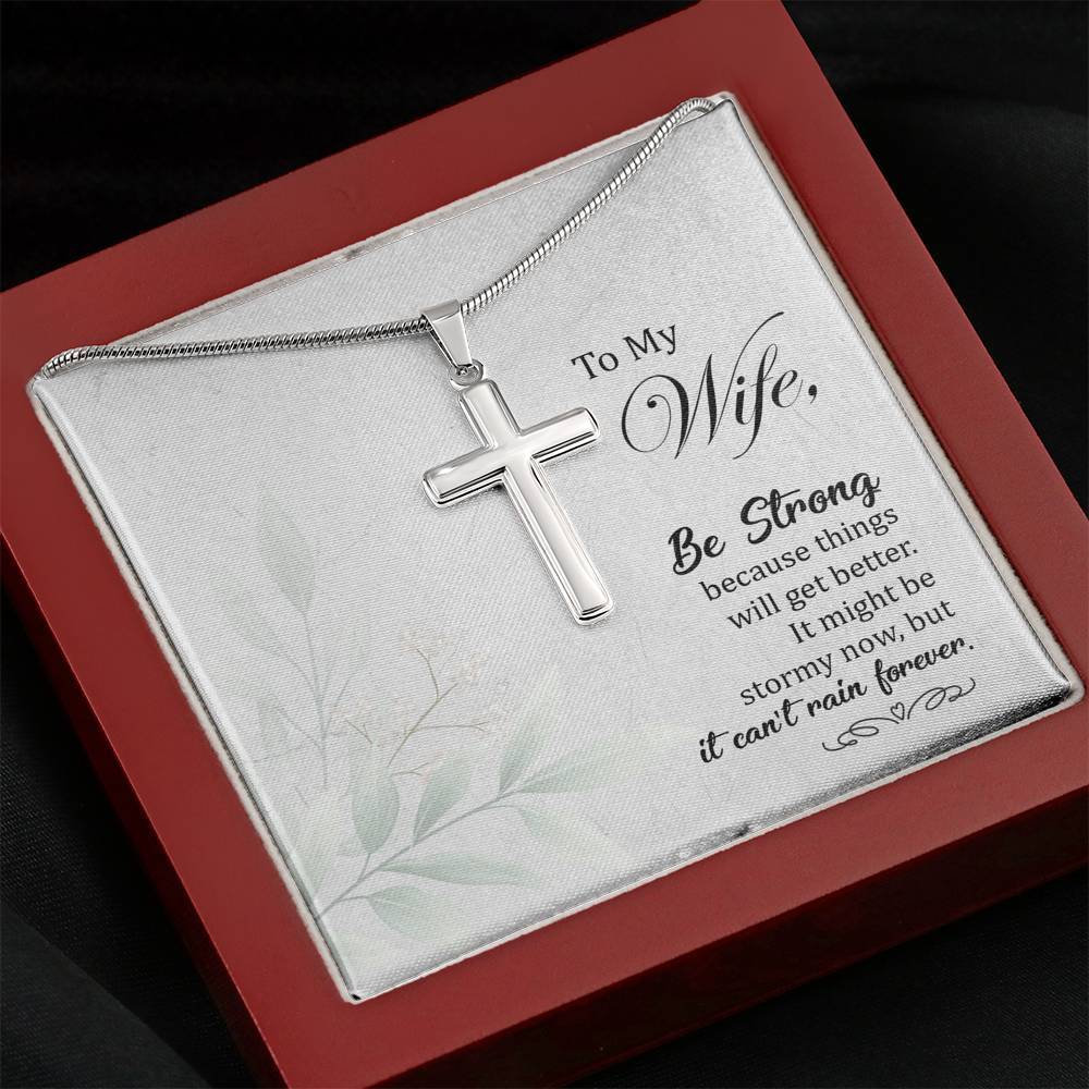 ShineOn Fulfillment Jewelry Standard Box To My Wife - Cross Necklace -Things Will Get Better