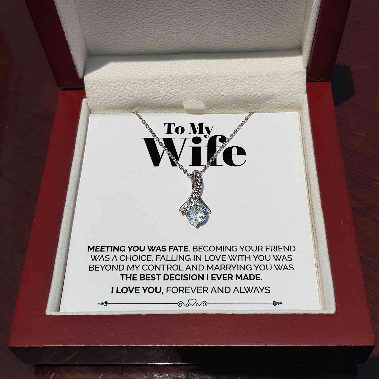 ShineOn Fulfillment Jewelry Standard Box To My Wife - Meeting You Was Fate - Ribbon Necklace