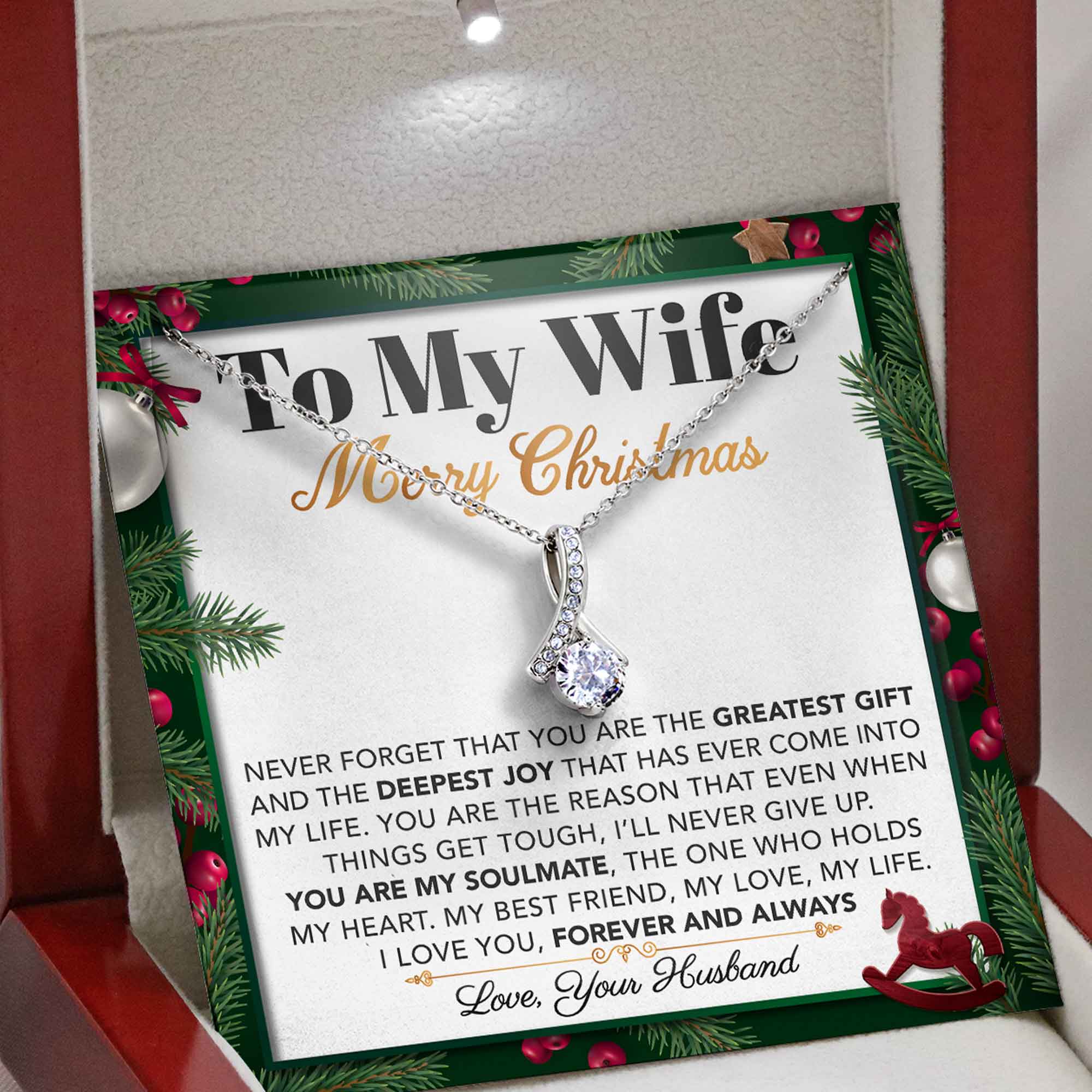 ShineOn Fulfillment Jewelry Standard Box To My Wife - Merry Christmas - Necklace