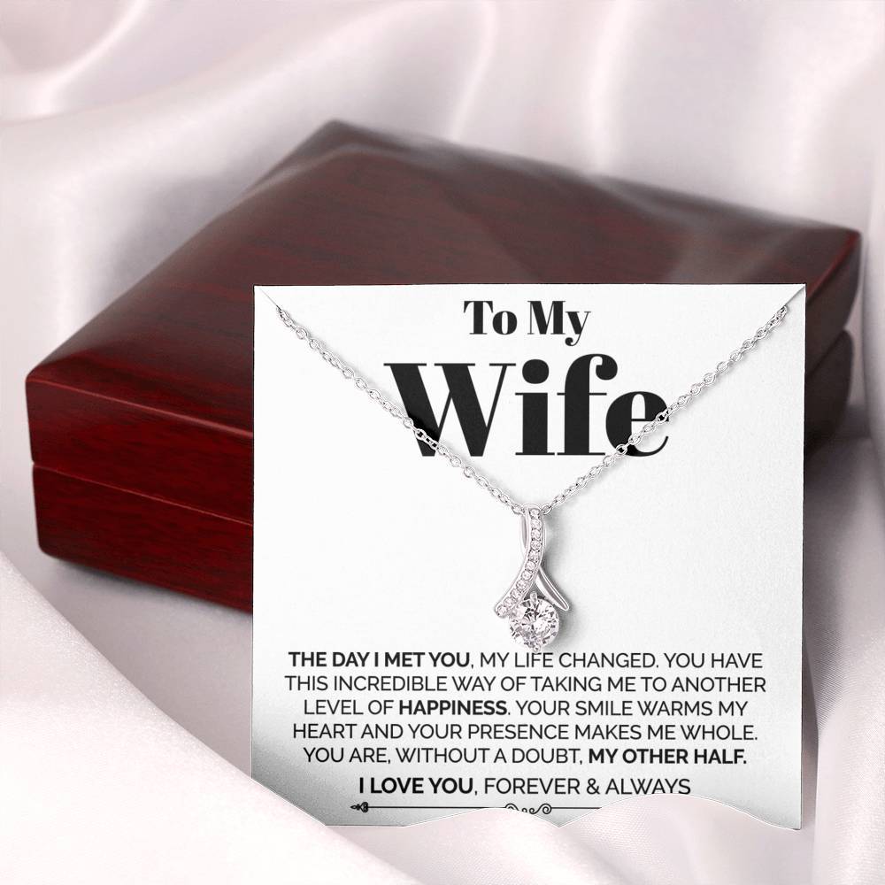 ShineOn Fulfillment Jewelry Standard Box To My Wife - The Day I Met You - Ribbon Necklace