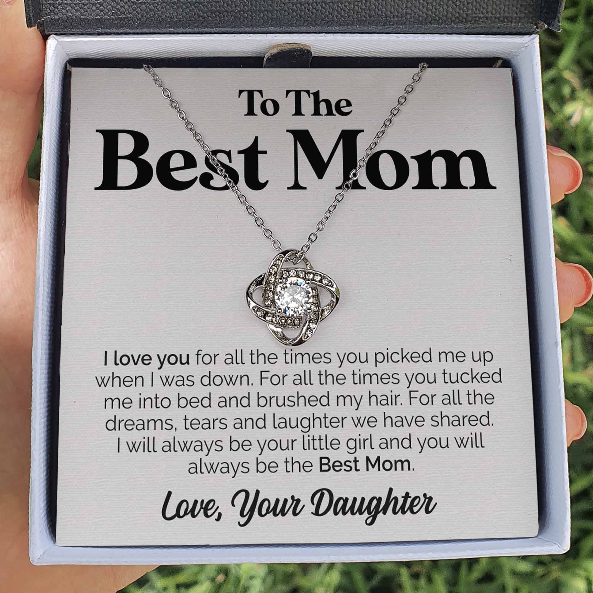 ShineOn Fulfillment Jewelry Standard Box To The Best Mom - Love Knot Necklace