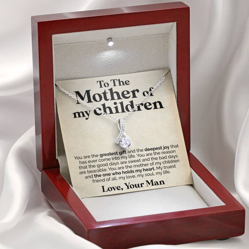 ShineOn Fulfillment Jewelry Standard Box To The Mother Of My Children - You Are The Greatest Gift - Ribbon Necklace
