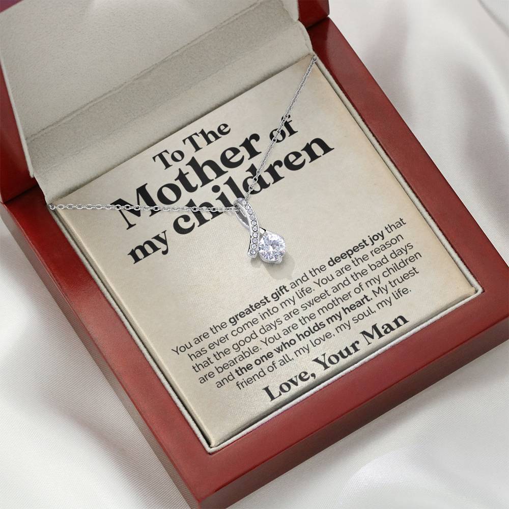 ShineOn Fulfillment Jewelry Standard Box To The Mother Of My Children - You Are The Greatest Gift - Ribbon Necklace