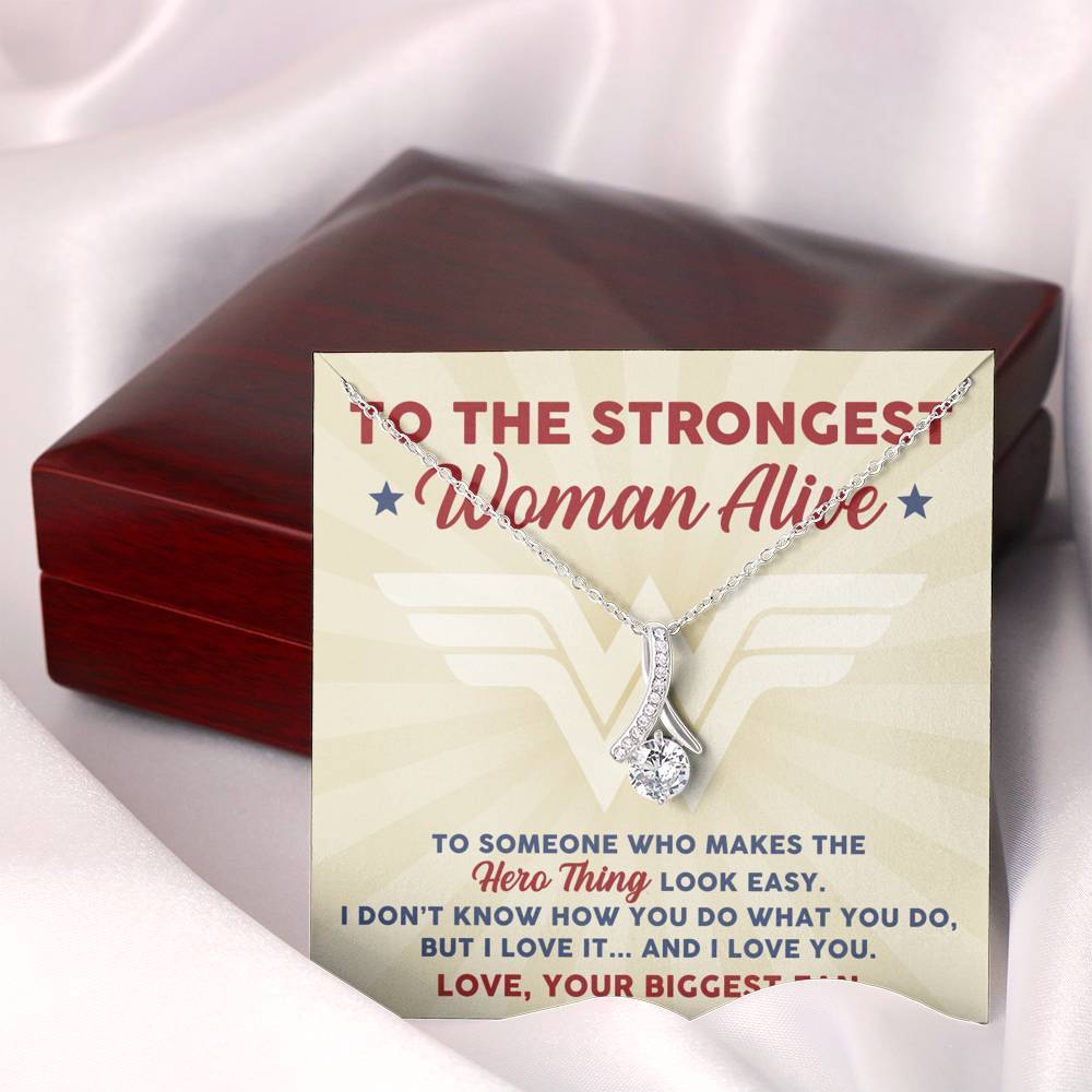 ShineOn Fulfillment Jewelry Standard Box To The Strongest Woman Alive - Ribbon Necklace